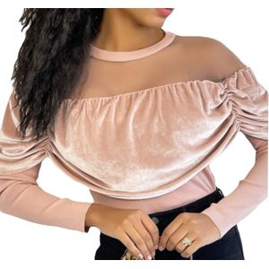 Dilena fashion top fluweel draperie oud roze