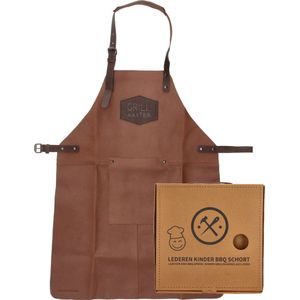 Hide & Stitches barbecue / grill Schort - Cognac - 100% Leer