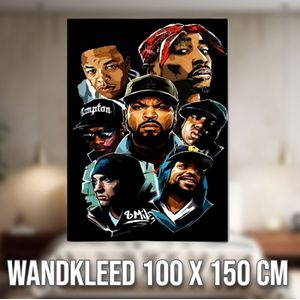 Allernieuwste.nl® Wandkleed Hip Hop Old School 90's Flanel Fleece Plaid Deken - Superzachte Hiphop - Tupac Eminem Biggie Rap - Kleur 150 x 100 cm