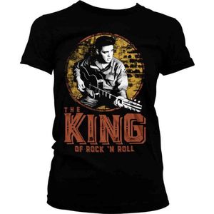Elvis Presley Dames Tshirt -XL- The King Of Rock 'n Roll Zwart