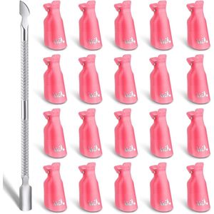 Set van 20 nagellakverwijder clibs - herbruikbare nagelklemmen - soak off clips - kap voor het verwijderen van manicure design - roze - acrylnagelkunst .