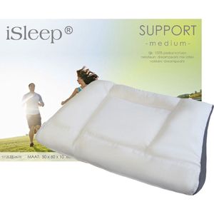 iSleep Support Hoofdkussen - Medium - Medium Kussen - 50x60x10 cm - Wit - Neksteun en Ventilatieband