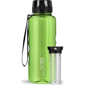 Grote XL Waterfles 1.5 Liter ""uberBottle"" +Fruit-Infuser crystalClear - BPA-Free Lekvrij Herbruikbaar - Waterfles voor Gym Fitness-Studio Camping Outdoor Travel