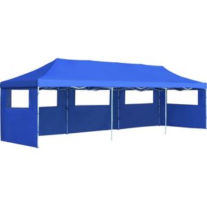 The Living Store Paviljoen Blauw - 870 x 291 x 315 cm - UV- en waterbestendig - Inclusief 5 zijwanden met transparante vensters - Gemaakt van oxford met PVC-coating - Roestvrij stalen frame - Inklapbaar en eenvoudig te monteren