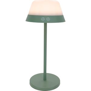 EGLO Meggiano Tafellamp - Aanraakdimmer - Draadloos - 32 cm - Groen/Wit - Instelbaar RGB & wit licht - Oplaadbaar - Buiten en Binnen