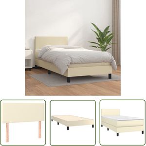 The Living Store Boxspringbed - Crème - Kunstleer - 203 x 100 x 78/88 cm - Pocketvering