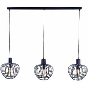 Open hanglamp met balk Arraffone | 3 lichts | zwart | metaal | Ø 30 cm | in hoogte verstelbaar tot 150 cm | eetkamer / eettafel lamp | modern / sfeervol design