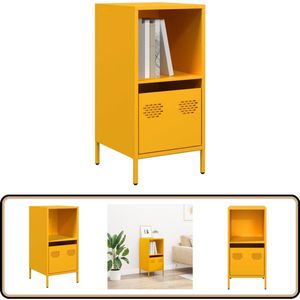 vidaXL Dressoir - 35x39x73,5 cm - Staal - Mosterdgeel Dressoir - Commode - Opbergmeubel - Mustard Yellow - Vintage Style