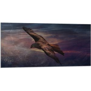 WallClassics - Vlag - Golden Eagle Vliegend - 100x50 cm Foto op Polyester Vlag