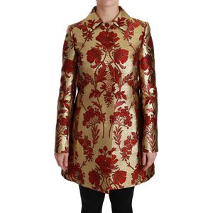 Rood goud bloemen Brocade Cape jas jas