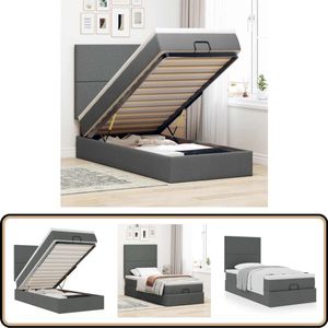 vidaXL Bed met matras 90x200 cm stof donkergrijs