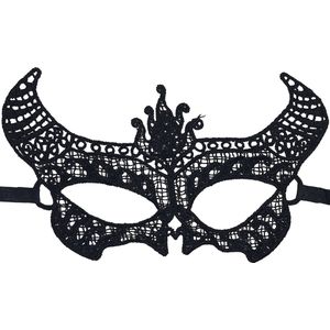 Miresa - Masker Sexy Duiveltje - Gala Verkleedmasker Halloween - Sexy 18+ - Zwart - Kant - MM008