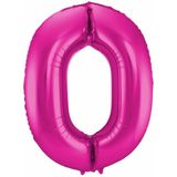 Cijfer 0 nul ballon roze 86 cm