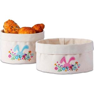 Set van 2 broodmanden - Opbergmand keuken - Katoen - Ø 23 en 20 cm