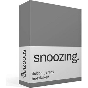Snoozing - Dubbel Jersey - Hoeslaken - Lits-jumeaux - 160x200/220 cm - Grijs