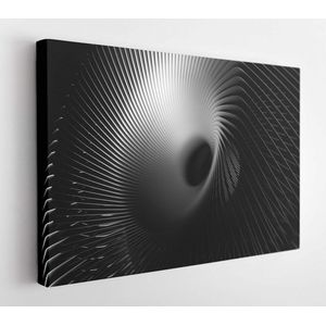 3d render of abstract art black and white industrial 3d background with part of surreal turbine jet engine with sharp aluminum metal blades and black hole in the center, in the dark - Modern Art Canvas - Horizontal - 1671166720 - 80*60 Horizontal