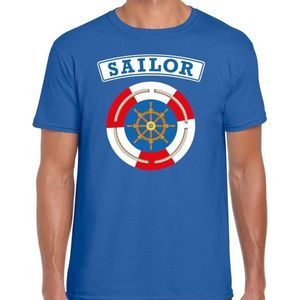 Zeeman/sailor verkleed t-shirt blauw voor heren - maritiem carnaval / feest shirt kleding / kostuum S