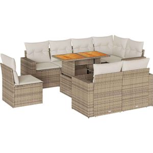 vidaXL 9-delige Loungeset met kussens beige