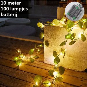 led lichtstring/lichtsnoer eucalyptusbladeren wijnstok licht 10meter 100 lampjes-wekt op batterij