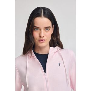 Roze hoodie met rits en geborduurd Rigby Go-logo