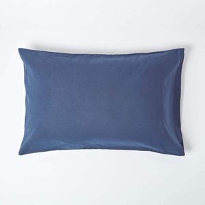 Homescapes Linnen kussensloop 48 x 74 cm - Marineblauw