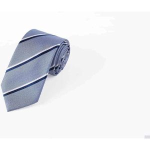 Zijden stropdassen - stropdas heren ThannaPhum Zijden stropdas lichtblauw met blauw grijze streep