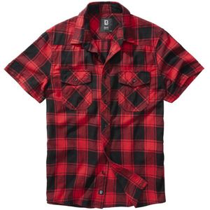 Brandit - Checkshirt Halfsleeve Overhemd - XL - Rood/Zwart