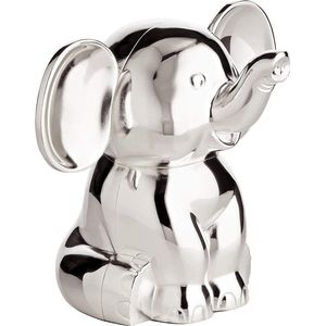 Olifant spaarpot - 11 cm hoog - verzilverd - (incl. Aanslagbescherming)