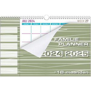 MGPcards - Familieplanner 2024-2025 - 6 Namen - 18 maanden - Kalender - Familyplanner - 34 x 24,5 cm - Groen