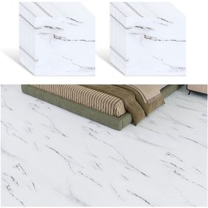 Zelfklevende Vloertegels - Marmerlook - Set van 12 - Wit/Zwart - 30x30 cm