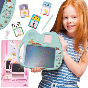 sun baby Tekentablet voor kinderen en Engels-leerspeelgoed Blauw – 8 inch, 112 dubbelzijdige kaarten voor Engels leren, stylus, geluidsweergave, meerkleurig