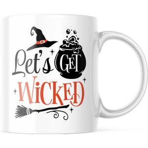 Halloween Mok met tekst: Let's get wicked | Halloween Decoratie | Grappige Cadeaus | Grappige mok | Koffiemok | Koffiebeker | Theemok | Theebeker