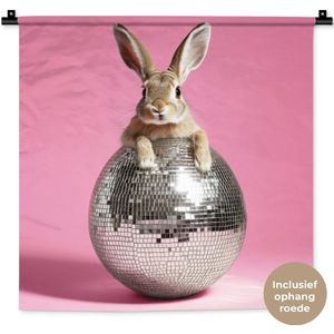 Wandkleed 60x60 cm - Wanddoek Haas - Strik -Discobal - Wandtapijt - Wandkleden