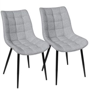 Rootz moderne linnen eetkamerstoelen - stoelen met metalen poten - comfortabele zitplaatsen - duurzaam en veelzijdig - vloerbeschermers - 85,5 cm x 46 cm x 40,5 cm