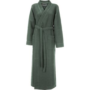 LINNICK Wafel Badjas - Maat L - Olive Green - Sauna badjas - 100% Katoen Badjas Dames - Badjas Heren