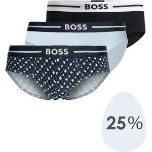 HUGO BOSS Bold hipster briefs (3-pack) - heren slips - lichtblauw - donkerblauw - blauw dessin