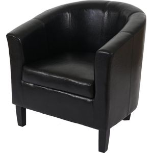 Fauteuil Newport T379, loungestoel clubzetel, kunstleer ~ zwart