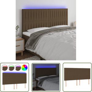 The Living Store Hoofdbord LED 180x5x118/128 cm stof donkerbruin - Hoofd Bord - Led Verlichting - Hoofdkussen - Slaap Kamer Decoratie - Bed Frame