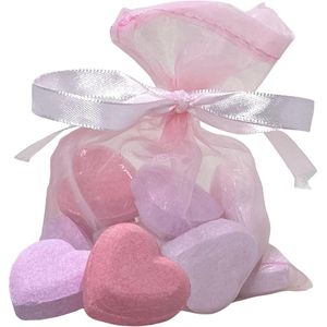 Bruisende badharten - Luxe badbommenset voor ontspanning - 10 stuks roze/roze 12 g per hart met stoffen zakje .