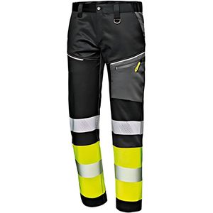 SIR SAFETY CONTRAST Hi Vis Zwart / Geel Werkbroek - Werkbroek met Reflecterende Multifunctionele Praktische Zakken Fluorescerend Banden