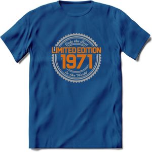 1971 Limited Edition Ring T-Shirt | Zilver - Goud | Grappig Verjaardag en Feest Cadeau Shirt | Dames - Heren - Unisex | Tshirt Kleding Kado | - Donker Blauw - XXL