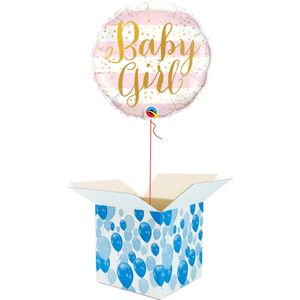 Helium Ballon Hart gevuld met helium - Geboorte - Cadeauverpakking - Baby Girl! - Folieballon - Helium ballonnen geboorte