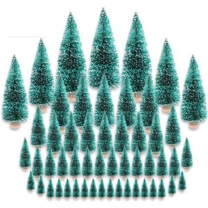 48 stuks kleine kerstboom tafeldecoratie dennenboom spuitgietwerk kunstmatige mini kerstboom met sneeuweffect miniatuur groene sneeuwdennenboom 3,5/4,5/6,5/8,5/12,5/16 cm voor kerstdecoratie