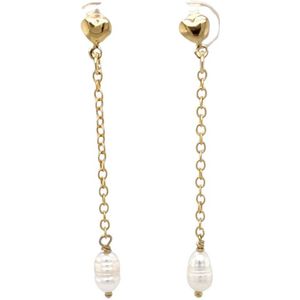 Pat's Jewels Oorbellen Dames - Oorstekers - Parel Hanger - Minimalistische Oorbellen - Oorketting - Gold Filled