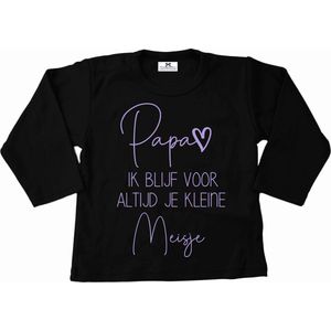 Shirt baby-dreumes-papa ik blijf voor altijd je kleine meisje-zwart-lila-Maat 68