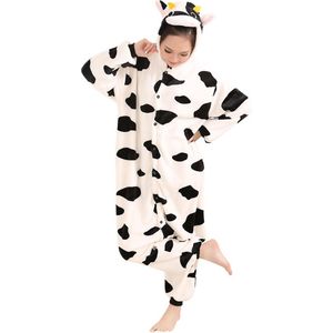 Koe Onesie Pak Kostuum Outfit Huispak Jumpsuit Verkleedpak - Verkleedkleding - Halloween & Carnaval - SnugSquad - Kinderen & Volwassenen - Unisex - Maat M voor Lichaamslengte (160 - 167 cm)