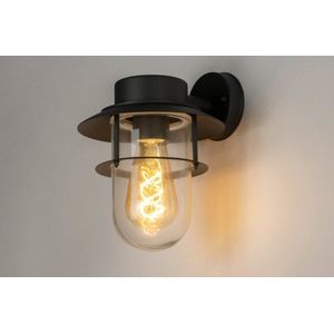 Lumidora Wandlamp 30799 - Voor buiten - MALAGA - E27 - 4.0 Watt - 400 Lumen - 2700 Kelvin - Zwart - Metaal - Buitenlamp - IP44 - Met Sensor