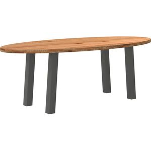 vidaXL - Eettafel - 220x100x74 - cm - ovaal - massief - eikenhout - lichtbruin