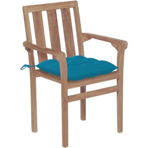 vidaXL Tuinstoelen - Set van 2 - Teakhout - Lichtblauw Tuinstoel - Teak - Tuinset - Buitenkamer - Terras Meubels
