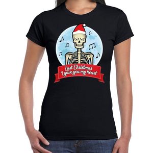 Fout kerstshirt / t-shirt zwart Last Christmas I gave you my heart voor dames - kerstkleding / christmas outfit M